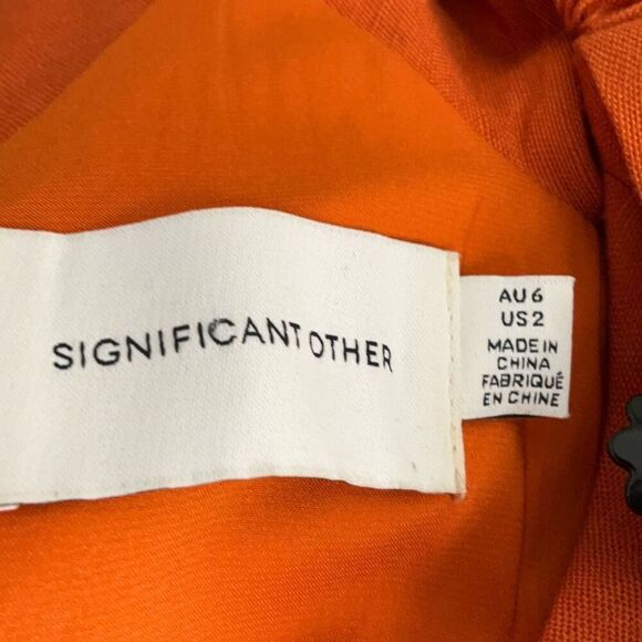 Significant Other Amber Linen Blend Cutout Puff Sleeve Solace Mini Dress Size 2 - Picture 3 of 7